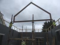 Roof steel beams during installation