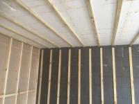 Internal walls and ceiling battened out to receive plasterboard finish